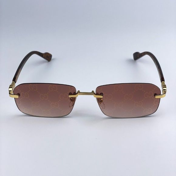 Gucci GG1221S 004 BRAND NEW Sunglasses Gold Yellow Red Mirrored Square Unisex - Picture 7 of 14